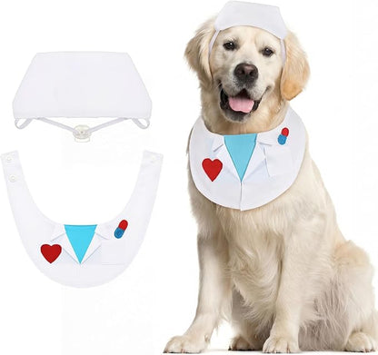 Hillban Dog Doctor Costume Pet Doctor Nurse Cosplay Costume for Large Dogs Cats Puppy Funny Pet Costumes Cosplay Party Vet Clothing Nurse Outfit Cat Apparel Cute Uniform(XL)