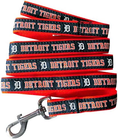 MLB PET Leash, Large, Detroit Tigers Dog Leash, Baseball Team Leash for Dogs & Cats. A Shiny & Colorful Dog & Cat Leash with Emboridered Team Name/Logo Licensed by The MLB