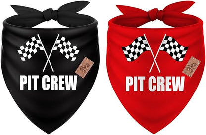 JarThenaAMCS 2Pcs Race Car Pit Crew Dog Bandana Red Black Race Checkered Flag Triangle Pet Scarf Adjustable Pet Neckerchief for Sports Dog Birthday Costume Accessories