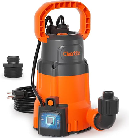 1/3 HP Submersible Utility Pump, 2790 GPH High Flow, Portable Sump Pump with Auto Water Sensor, Ideal for Pool, Flooded Basement, Hot Tub, Pond and Garden Draining