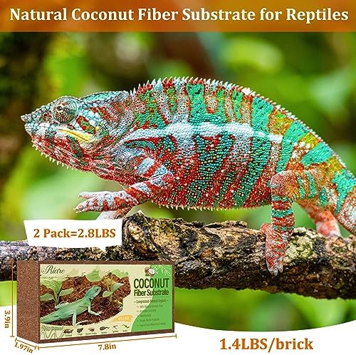 Riare 2 Pack Natural Coconut Fiber Substrate, Coco Coir Reptile Bedding