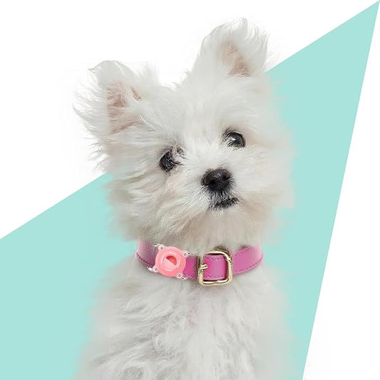 Waterproof Dog Collar Holder for Airtag Pink – Ultra-Durable, Shockproof Case for Pets Compatible with Apple AirTag(Not Included), Anti-Loss Tracker Cover for Dogs & Cats
