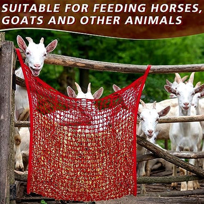 Fabbay 2 Pcs Slow Feed Hay Net for Horses, 35 x 31 Inch Hay Bag, Red
