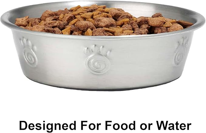 PetRageous 60046 Cayman Classic Non-Skid Stainless-Steel Dishwasher Safe Bowl 1-Cup Capacity 4.5-Inch Diameter 1.5-Inch Tall for Small Dogs and Cats of Any Size, Metallic (Pack of 3)
