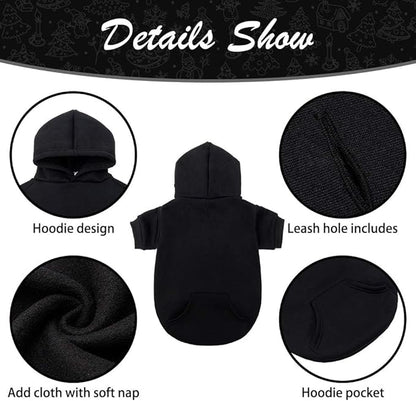 KOOLTAIL Dog Hoodie for Large Medium Small Dogs, Soft and Warm Pet Sweater with Leash Hole and Pocket Boy Girl, Puppy Fall Winter Jacket Clothes, French Pitbull Cold Weather Coat Sweatshirt, Black SM