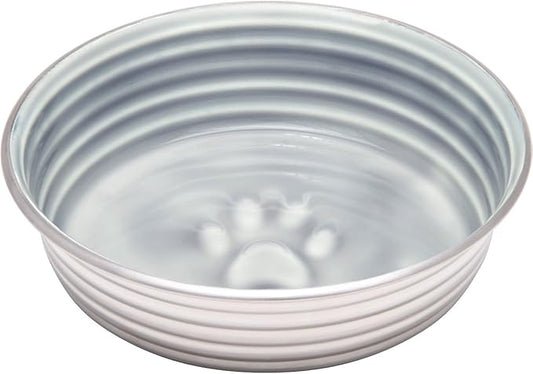 Loving Pets - Le BOL Dog Food Water Bowl Enamel Ceramic Bowl No Tip Stainless Steel Pet Bowl No Skid Spill Proof (Large, Parisian Gray)