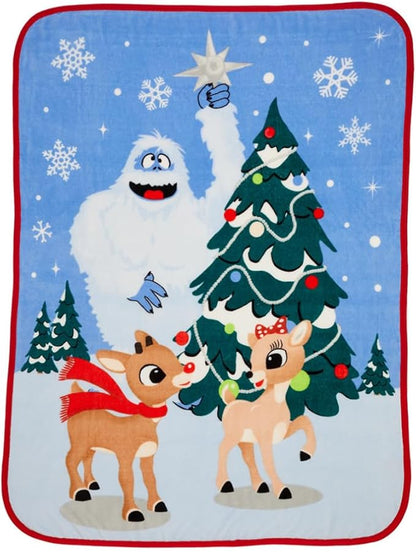 Rudolph The Red Nose Reindeer Kids Holiday Christmas Bedding Super Plush Cozy Throw, 46 in x 60 in, (Officially Licensed Product) By Franco