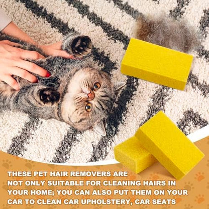2 Pack Pet Hair Remover Sponge Cat and Dog Hair Sponge, Yellow