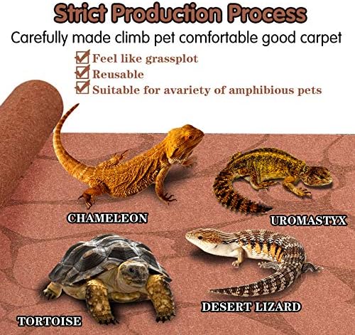 2PCS Reptile Carpet 20 Gallon, Pet Terrarium Liner, Reptiles Cage Mat/Substrate for Snakes, Chameleons, Geckos and Bearded Dragon Tank Accessories with Tweezers Feeding Tongs Desert(30*12in)