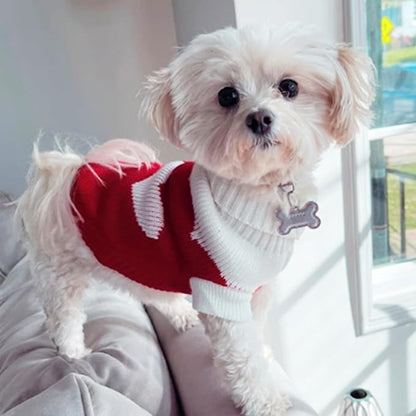 CHBORCHICEN Pet Dog Sweaters Classic Knitwear Turtleneck Winter Warm Puppy Clothing Cute Strawberry and Heart Doggie Sweater (Red2, XX-Small)
