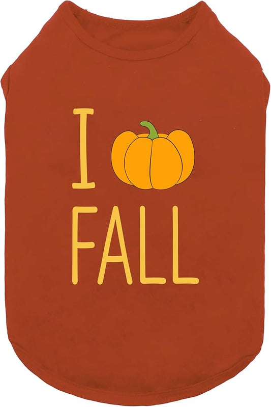 Fitwarm I Love Fall Dog Shirt, Thanksgiving Outfit for Small Dogs Boy Girl, Pet Clothes, Brown, Orange, Yellow, XXL