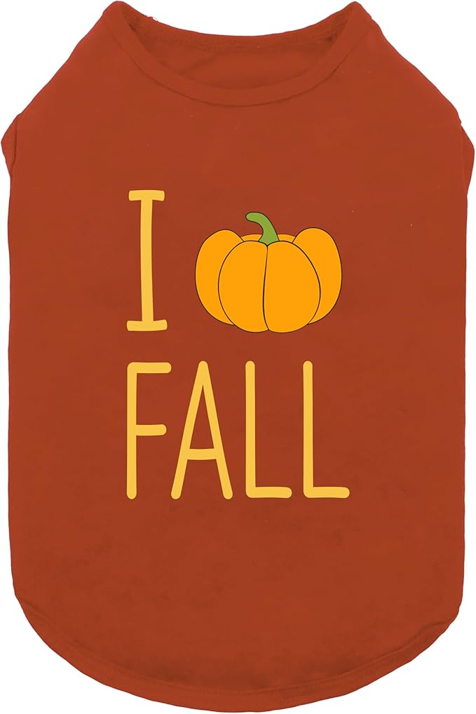 Fitwarm I Love Fall Dog Shirt, Thanksgiving Outfit for Small Dogs Boy Girl, Pet Clothes, Brown, Orange, Yellow, XL