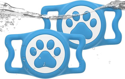IP68 Waterproof Dog AirTag Holder for Dog Collar, Soft, Stretchy Silicone | Full-Body Protection, Easy Tool-Free Installation, Quiet, No-Dangle Fit, Lightweight, Fits Dog & Cat Collars of All Widths