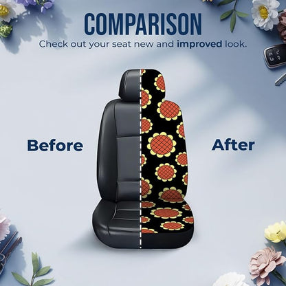 GENANY Sunflower Pattern Car Seat Covers Set of 2, Breathable Front Seat Covers for Truck Sedan SUV, Anime Car Accessories, Anime Gift for Women Men