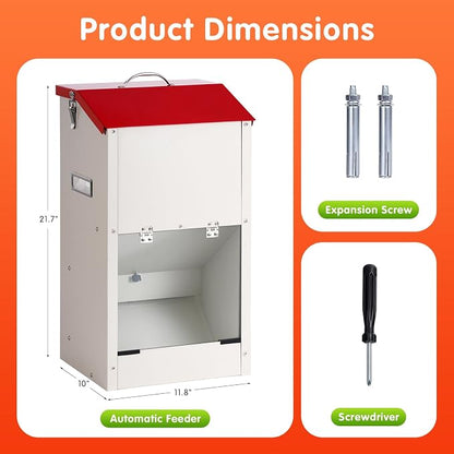 25 Lbs Automatic Dog Feeder for Large Dogs, Dog Food Dispenser | Galvanized Gravity Pet Feeder with Lockable Clear Gravity Door, Ideal for Dogs & Cats, Indoor and Outdoor Use, Wall Mountable