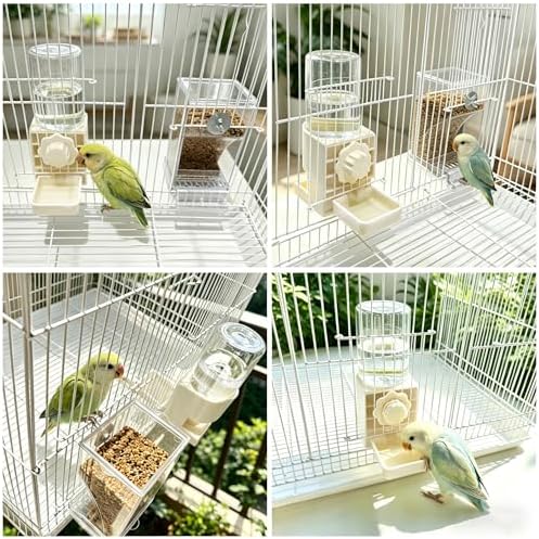 Lemtrflo No Mess Bird Cage Feeder, Automatic Bird Water Dispenser