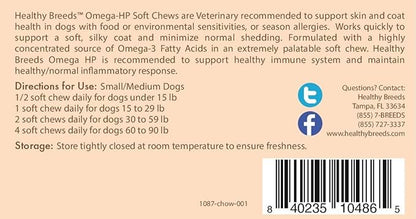Healthy Breeds Chow Chow Omega HP Fatty Acid Soft Chews - DHA, EPA & Vitamin E to Promote Healthy Skin, Shiny Coat, Immune Support, Heart Health and Joint Function - 60 Count