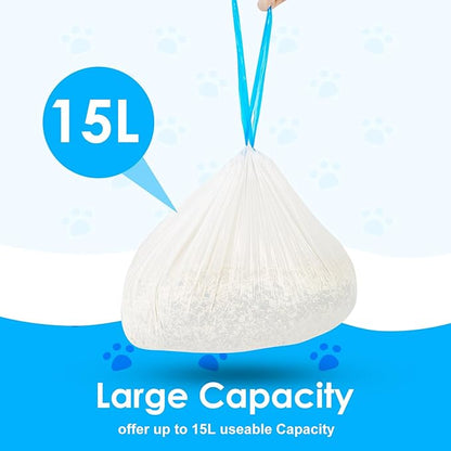 Cat Litter Bags 120 Count, 21.65"x11.8" Drawstring Close Litter Box Liners for Automatic Litter Box,Thick Cat Poop Bags,Easy to Clean,Heavy Duty Robot Bag for Self-Cleaning Box