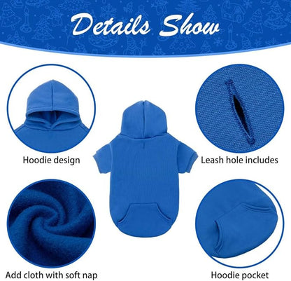 KOOLTAIL Dog Hoodie for Large Medium Small Dogs,Soft and Warm Pet Sweater with Leash Hole and Pocket Boy Girl,Puppy Fall Winter Jacket Clothes,French Pitbull Cold Weather Coat Sweatshirt,Blue XL/XXL