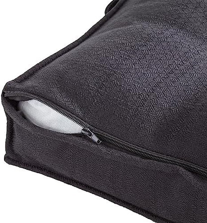 Happy Hounds Milo Square Tufted Pillow Dog Bed, Black, Large (40" x 40"), 40.0" L x 40.0" W x 6.0" Th