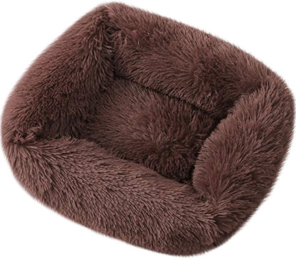 La La Pet® Donut Dog Cat Bed Cozy Cave Pet Bed Burrow Dog Bed Calming Cuddler Self-Warming Pet Bed Soft Plush Pet Cushion Improved Sleep for Cats Small Medium Dogs Coffee L