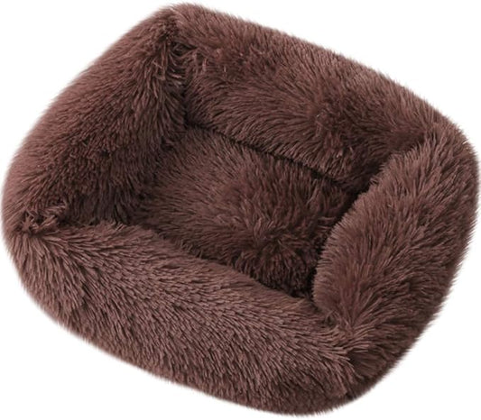 La La Pet® Donut Dog Cat Bed Cozy Cave Pet Bed Burrow Dog Bed Calming Cuddler Self-Warming Pet Bed Soft Plush Pet Cushion Improved Sleep for Cats Small Medium Dogs Coffee L