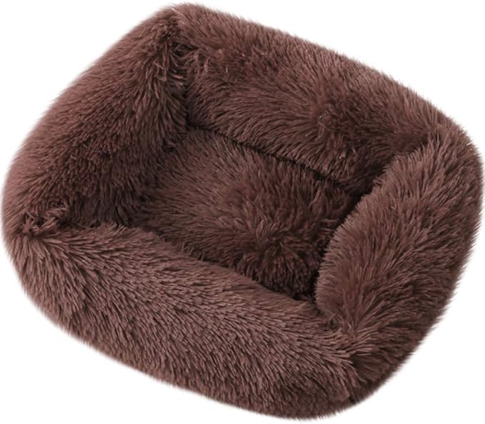 La La Pet® Donut Dog Cat Bed Cozy Cave Pet Bed Burrow Dog Bed Calming Cuddler Self-Warming Pet Bed Soft Plush Pet Cushion Improved Sleep for Cats Small Medium Dogs Coffee S