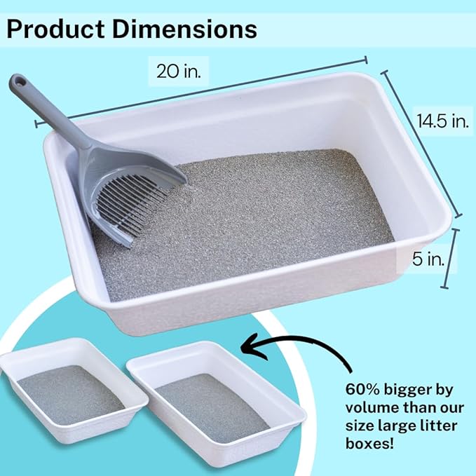 Luli & Cat Disposable Litter Box | Jumbo Sized White Colored 4-Pack | Durable and Water Resistant