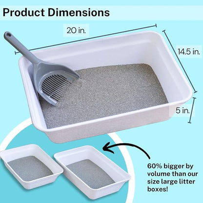 Luli & Cat Disposable Litter Box | Jumbo Sized White Colored 4-Pack | Durable and Water Resistant