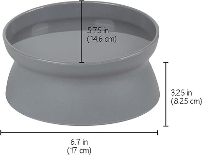 Kitty City Elevated Cat Bowls (Set of 2), Whisker-Friendly Raised Cat Food & Water Dishes, Modern Pedestal Design, Dishwasher Safe, 10.8 oz Each – White & Gray