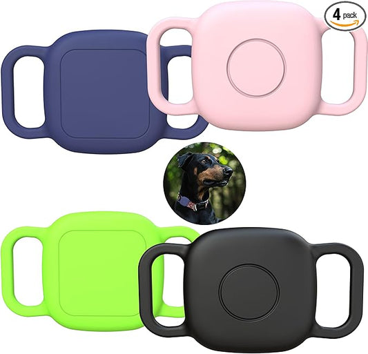 Waterproof Dog Collar Holder for Tile Life360 Mate 2024/2022 Tracker, Anti Lost Soft Silicone Case for cat pet Necklace, Protective Cover Accessories for Tile Tracker Finder (Black/Green/Pink/Blue)