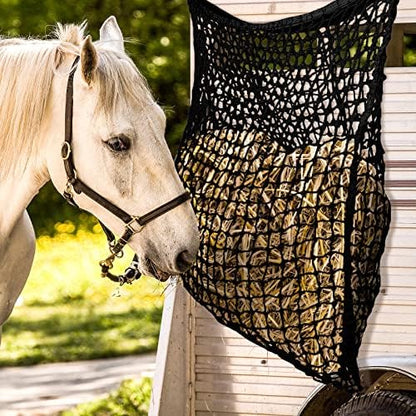 Fabbay 2 Pcs Slow Feed Hay Net for Horses, 63 x 40 Inch Hay Bag, Black
