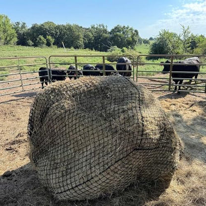 6X6Ft Round Bale Hay Net for Horses,Reduces Hay Waste,Durable Knotless Nylon Slow Feeder, Ideal for Outdoor Use, Holes Fits Round Bales