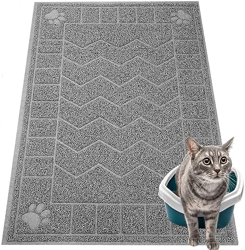 Cat Litter Box Mat, 35" x 24" Large Waterproof Litter Trapping Mat