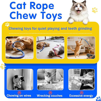 Retro Shaw Cat Toys Chew Ropes with Refillable Catnip for Indoor Kitten Teeth Cleaning, 3Pcs Interactive Cat Rope Kitty Toys for All Breeds 23.6 Inches