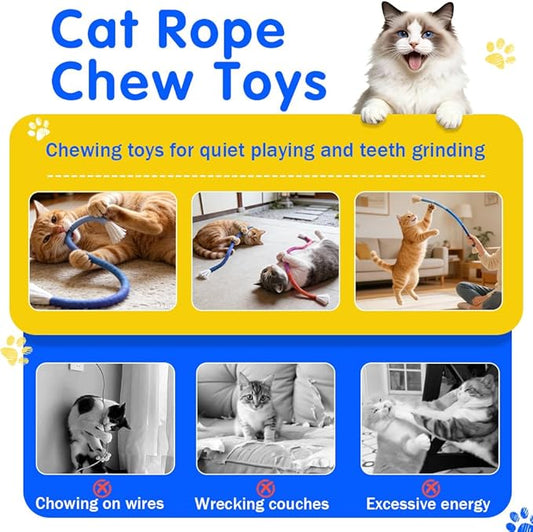 Retro Shaw Cat Toys Chew Ropes with Refillable Catnip for Indoor Kitten Teeth Cleaning, 3Pcs Interactive Cat Rope Kitty Toys for All Breeds 23.6 Inches