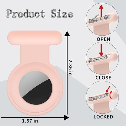 2 Pack Holder Case Compatible for Airtag Tracker, Silicone Hidden GPS Kid Airtag Holder with Invisible Pin, Anti Lost Apple Air Tag Cover for Toddlers, Elderly, Pet, Clothing(Pink and Gray)