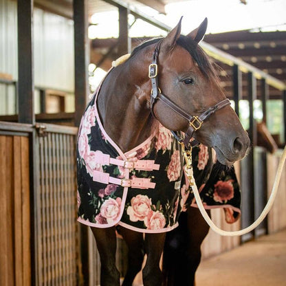 Jeffers Expression Fleece Cooler for Horses, Standard Neck, Rose Garden 84"- Equine Towel Blanket, Moisture Absorbent, Light Weight, Best for Drying, Exercise, Bathing, Adjustable Belly Bands