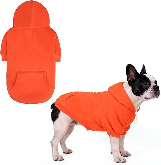 KOOLTAIL Dog Hoodie for Large Medium Small Dogs,Soft &Warm Pet Sweater with Leash Hole and Pocket Boy Girl,Puppy Fall Winter Jacket Clothes,French Pitbull Cold Weather Coat Sweatshirt,Orange SM