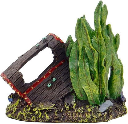 Exotic Environments Sunken Treasure Chest Aquarium Ornament, Small, 5-1/2-Inch by 4-Inch by 5-1/4-Inch