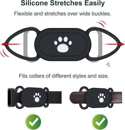 for Samsung Galaxy SmartTag2 Dog Collar Holder, 2 Pack Waterproof Anti-Lost Silicone Case for Galaxy Smart Tag 2 for Pet Dog Cat Collars (Black/Olive Green)