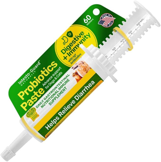 Probiotics Paste for Dogs Prebiotic for Canine, Gut Support, & Immune Boost, All Natural with 1 Billion per ML Includes (MOS)+ Beta Glucans + D-Mannose, No Animal by-Products - 60ML Single Tube