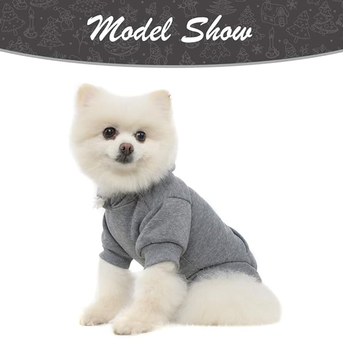 KOOLTAIL Dog Hoodie for Large Medium Small Dogs, Soft and Warm Pet Sweater with Leash Hole and Pocket Boy Girl, Puppy Fall Winter Jacket Clothes, French Pitbull Cold Weather Coat Sweatshirt, Grey S