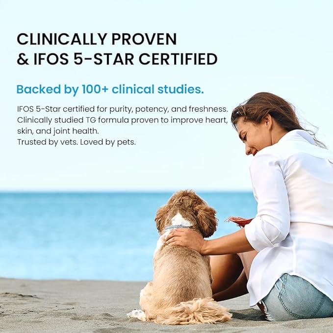 Norwegian Omega 3 for Dogs – Human Grade Fish Oil with IFOS 5-Star, Maximum Absorption, Patented, Vet Approved, Supports Skin & Coat, Joints, Heart & Brain, Individually Sealed Sachets