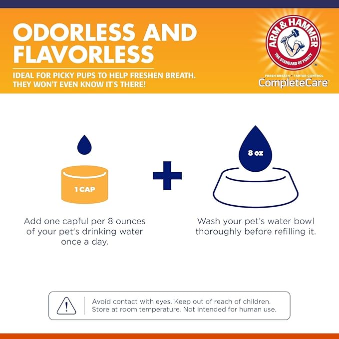 Arm & Hammer Dog Dental Water Additive Breath Freshener, Odorless Flavorless Oral Care Solution for Plaque and Tartar Control, Daily No Brush Dental Support for Dogs, 16 Fl Oz - 3 Pack