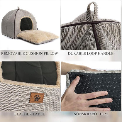 WINDRACING Cat Bed for Indoor Cats - Cat Cave Beds Cat House Cat Tent with Removable Washable Cushioned Pillow, Soft Kitten beds,Cat Beds & Furniture, for Small and Medium Pet Bed