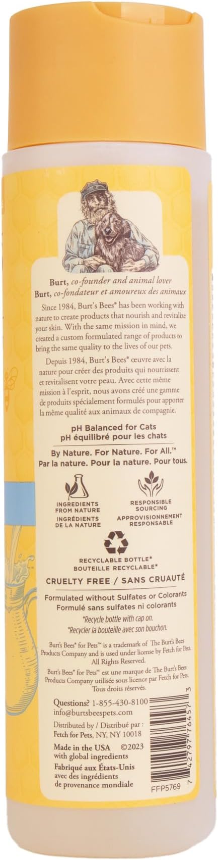 Burt's Bees for Pets Tearless Kitten Shampoo with Buttermilk and Honey, Gentle Cat Shampoo for Itchy Skin and Sensitive Coats, Easy Rinse Low Lather Formula, 99.3% Natural Origin, 10 Fl Oz - 6 Pack
