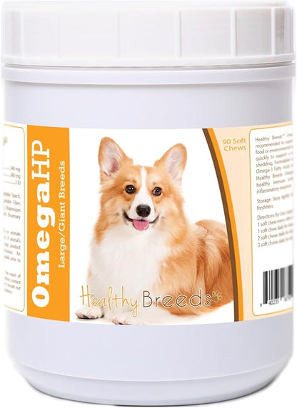 Healthy Breeds Pembroke Welsh Corgi Omega HP Fatty Acid Skin and Coat Support Soft Chews 90 Count