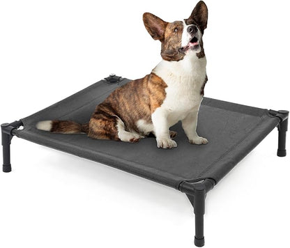 Garnpet Elevated Dog Bed - Raised Dog Cot Fits Up to 150 LBs, Heavy Duty Pet Cot with Durable Supportive Mesh, Indoor & Outdoor, Dark Grey