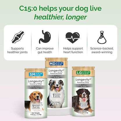 Yummy Combs Longevity15 – C15:0 – Fatty Acid Health Supplement for Dogs – Healthy Pet Supplies – for Small Dogs, 1 Pack